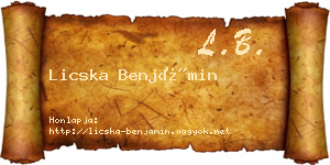 Licska Benjámin névjegykártya